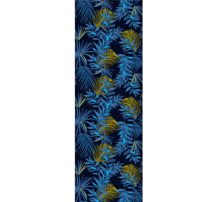 Papier peint feuilles feuillage tropical bleu - TenStickers