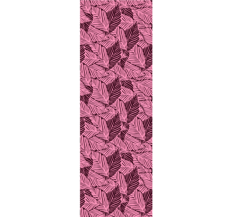 Papier peint feuilles motif de feuillage rose - TenStickers