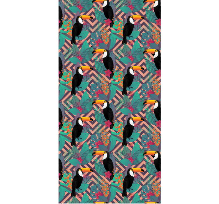 Papier peint animaux toucans parmi les feuilles - TenStickers