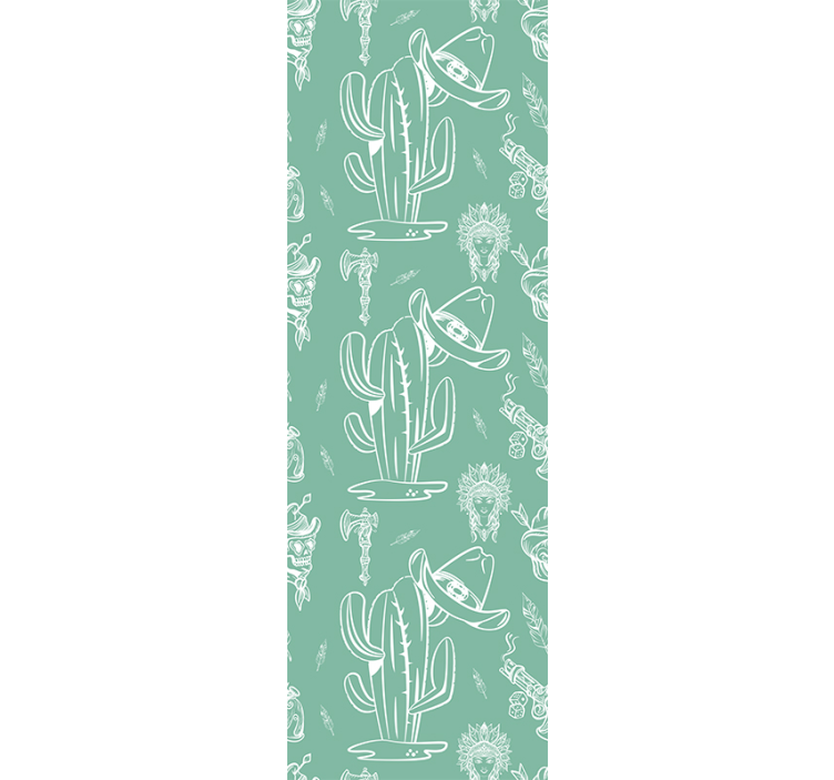 Papier peint moderne motif cactus cow-boy - TenStickers