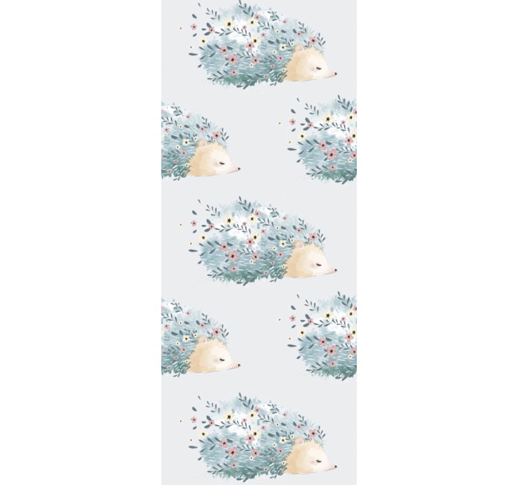 Papier peint animaux motif hérisson floral - TenStickers