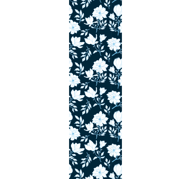Papier peint fleur Fleurs blanches fond bleu - TenStickers