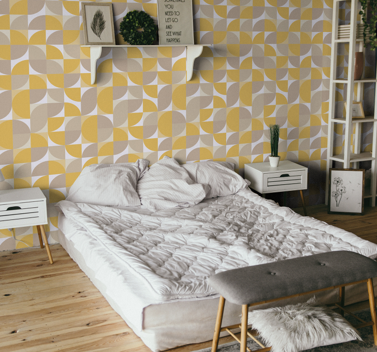 Papier peint géométrique design à motifs circulaires - TenStickers