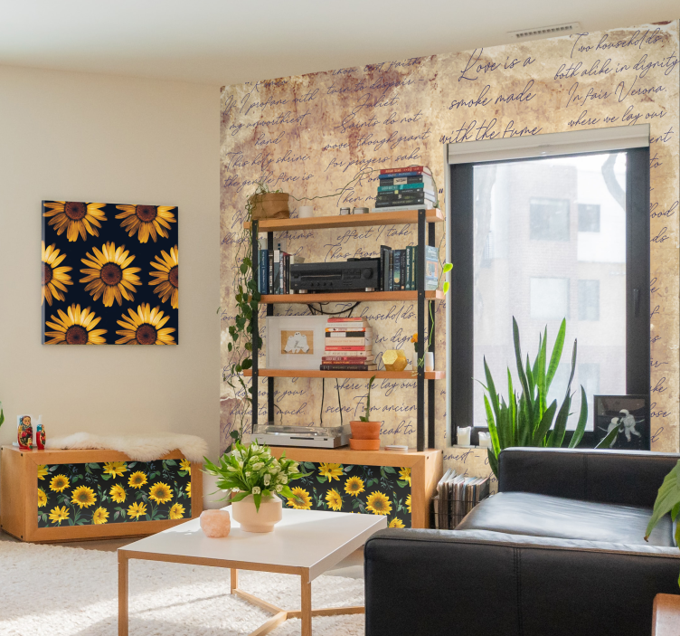 Papier peint beige arte poèmes d'amour - TenStickers