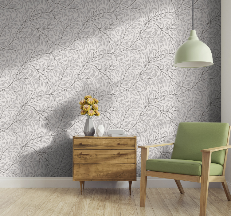 Papier peint ornemental gris déco floral - TenStickers