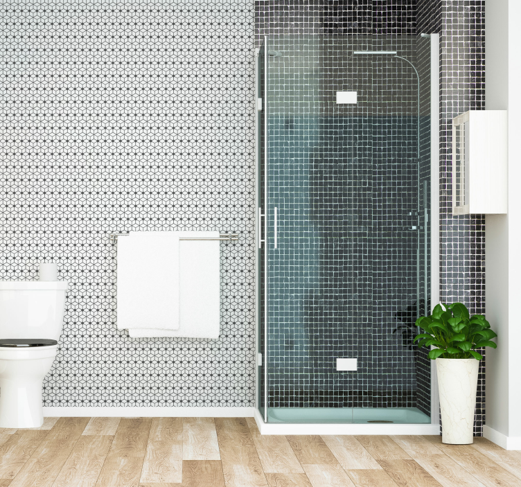 Papier peint salle de bain mosaïque grise - TenStickers