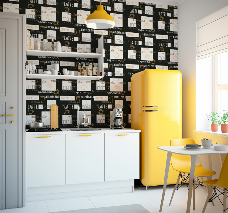 Papier peint cuisine dessins de café décoratifs - TenStickers