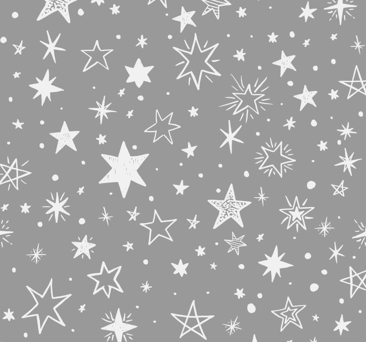Papier peint étoiles motif dessiné à la main sur fond grisCe moti - TenStickers
