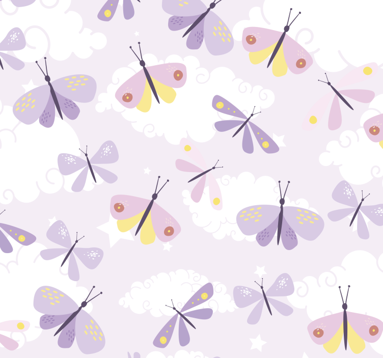 Papier peint papillons ces tons pastel pourpres sont merveilleuxC - TenStickers