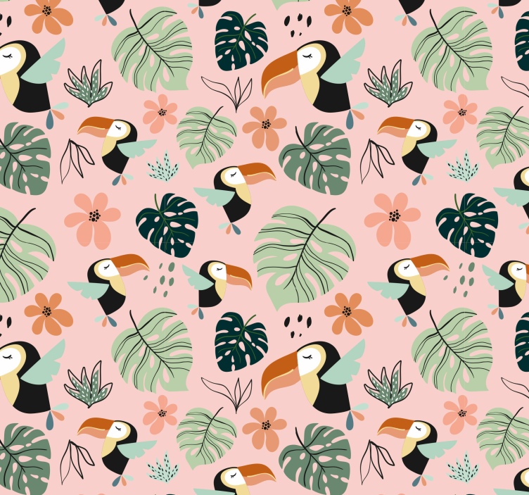 Papier peint oiseaux scène de toucan tropical - TenStickers