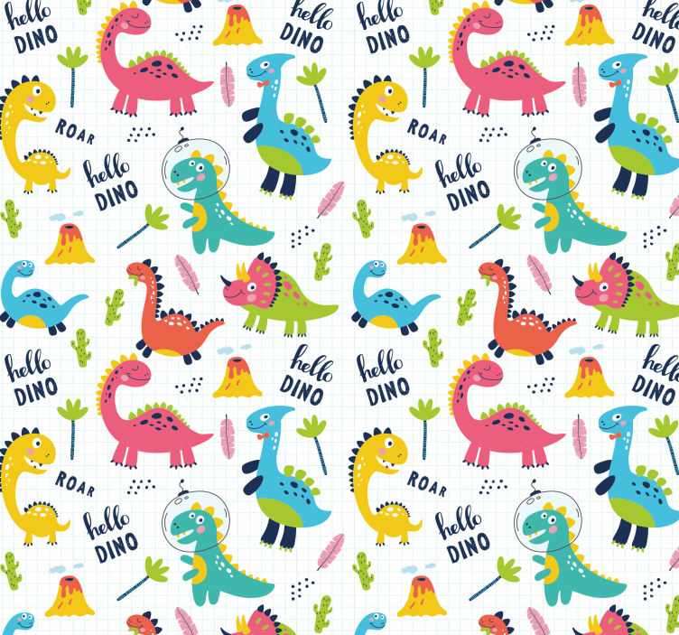Papier peint dinosaures motif dinosaure joyeux - TenStickers