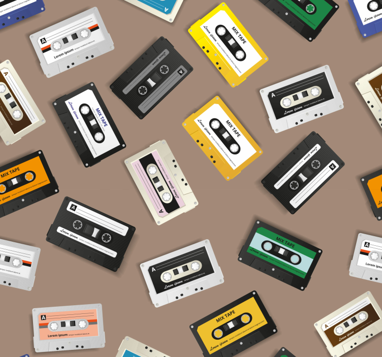 Papier peint rayé modèle de cassette rétro - TenStickers