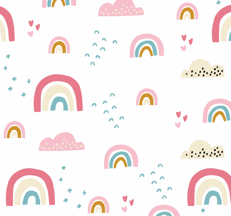 Papier peint enfant arc-en-ciel tons pastel - TenStickers