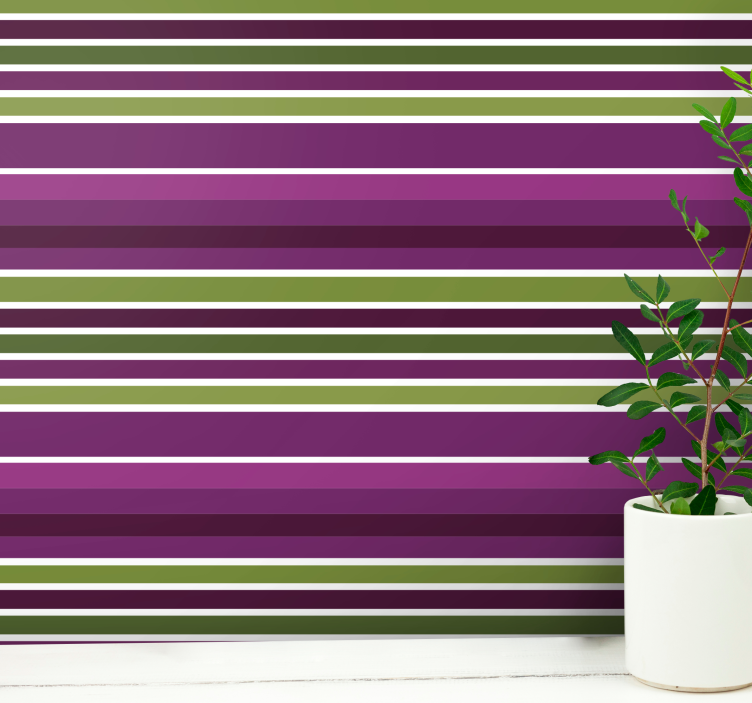 Papier peint rayures Design horizontal violet et vert - TenStickers