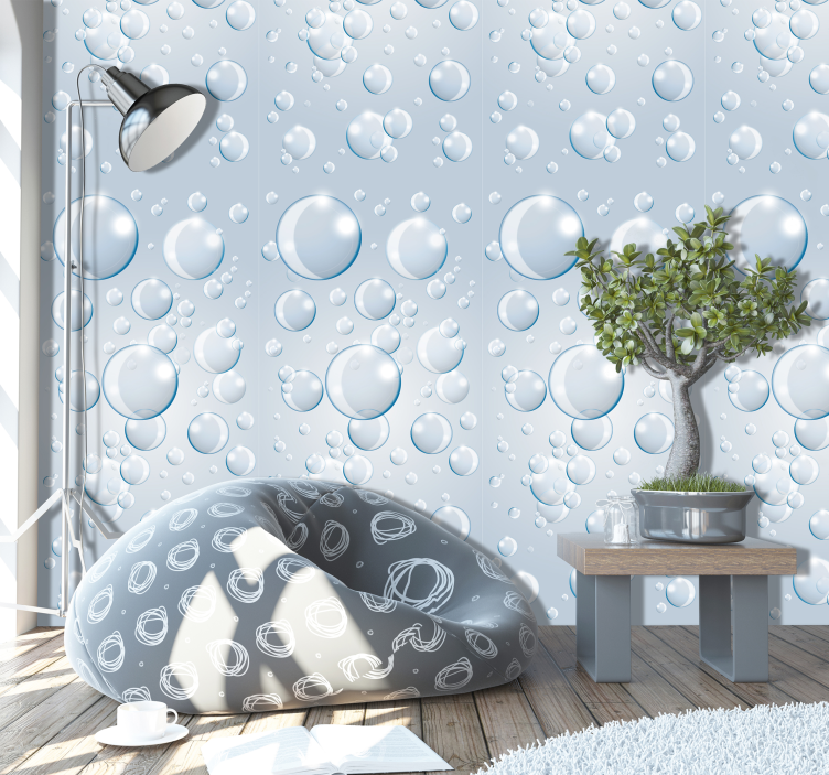 Papier peint salle de bain design danse de bulles - TenStickers