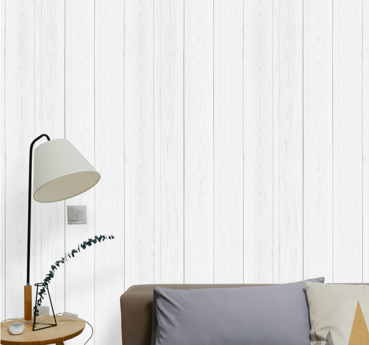 Papier peint motif  hamptons en bois blanc - TenStickers