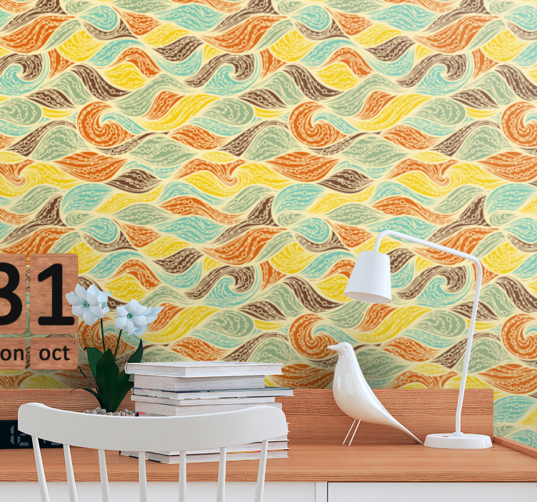 Papier peint abstrait motifs tourbillonnants - TenStickers