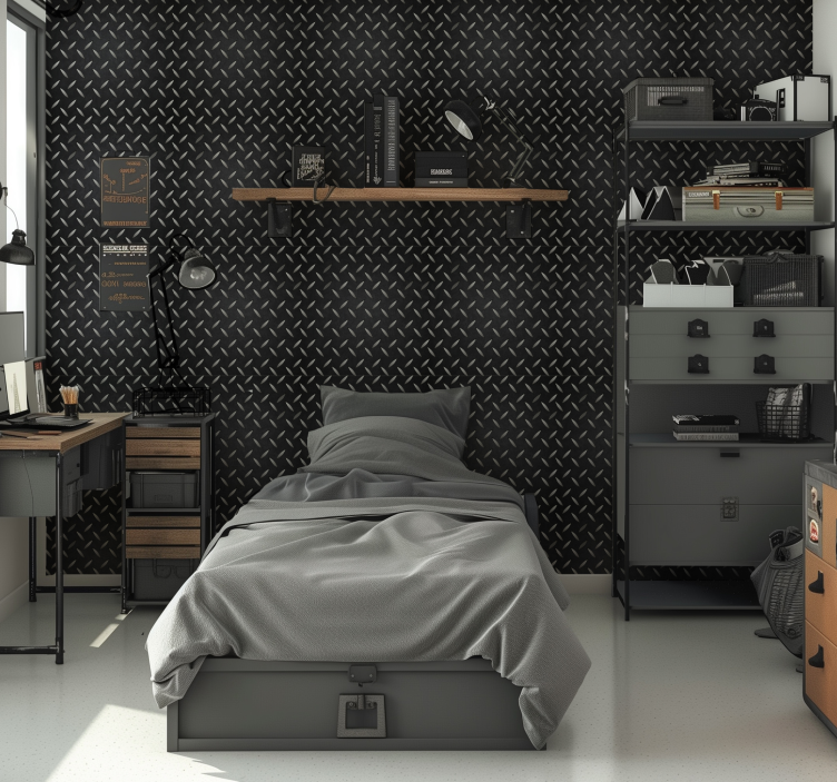 Papier peint chambre ado modèle en acier - TenStickers