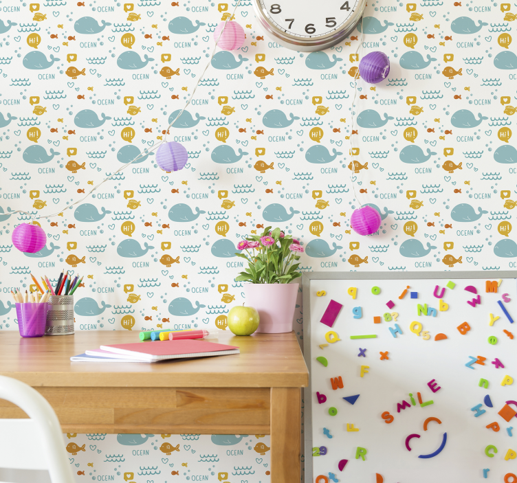 Papier peint animaux baleines mignonnes de l'océan - TenStickers