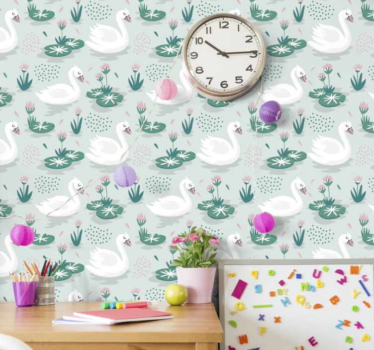 Papier peint animaux motif du lac des cygnes - TenStickers