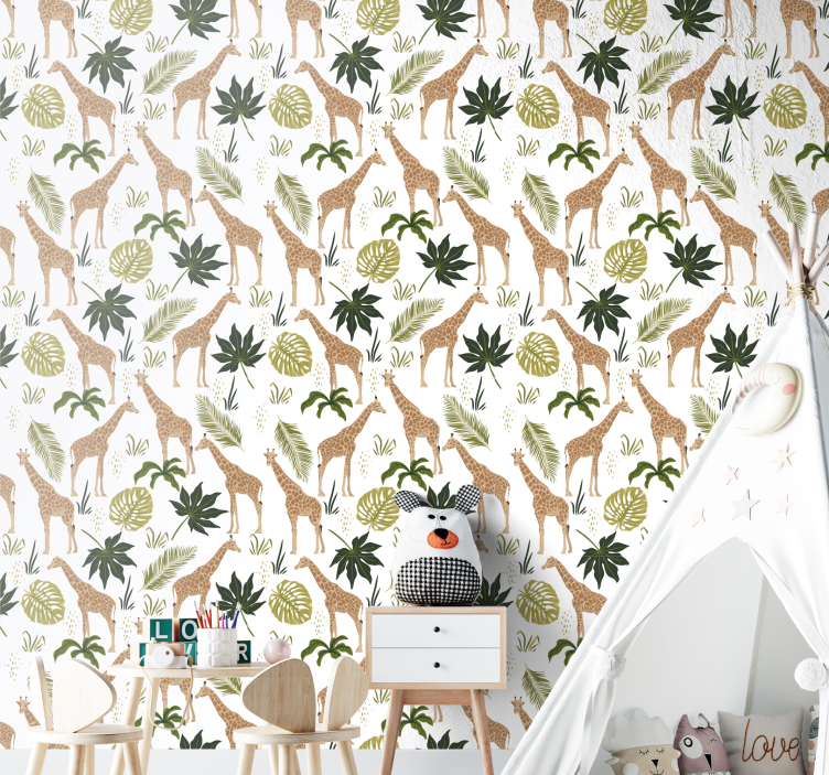 Papier peint animaux thème girafe safari - TenStickers