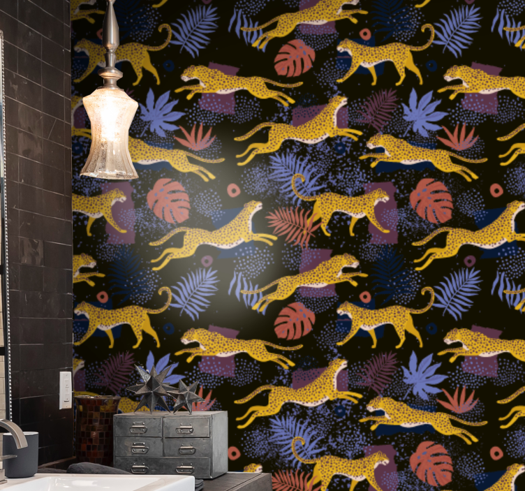 Papier peint animaux mosaïque de la faune de la jungle - TenStickers