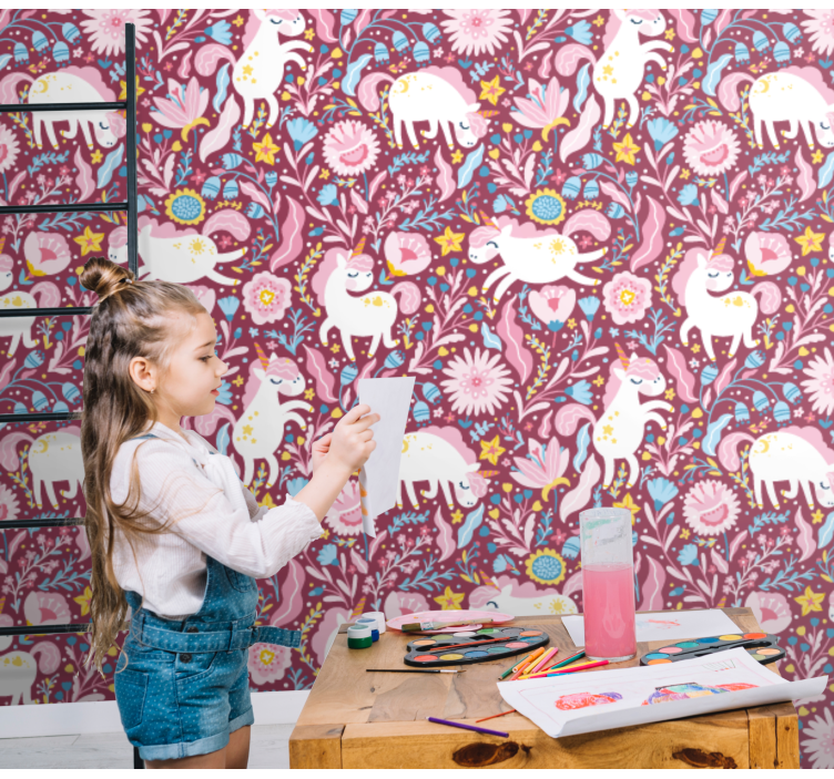 Papier peint animaux motif alpaga ludique - TenStickers