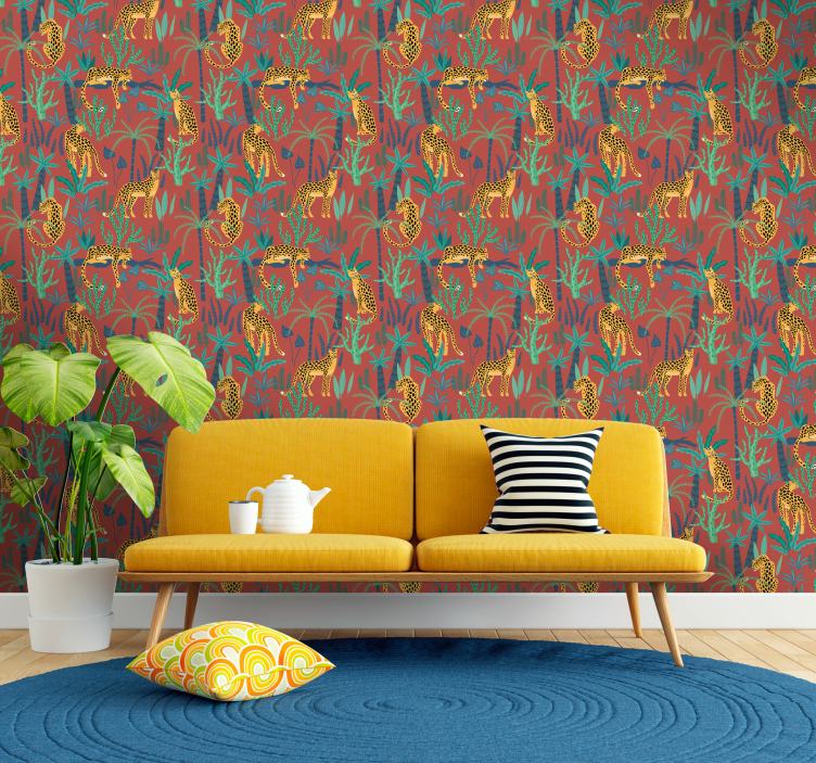 Papier peint animaux scène de jungle tropicale - TenStickers