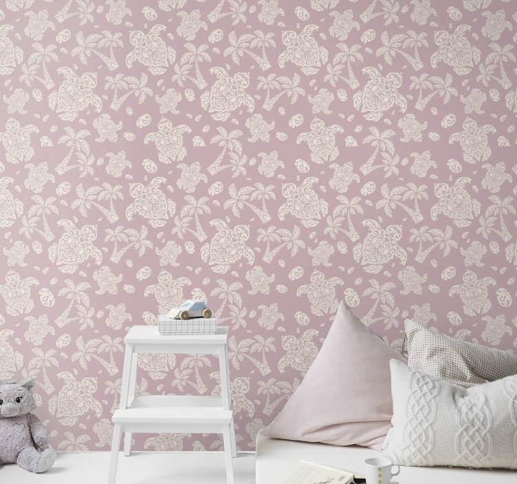 Papier peint animaux tortues et palmiers - TenStickers