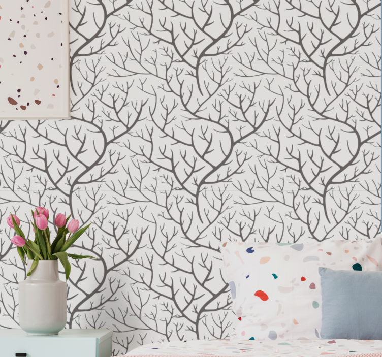 Papier peint arbre motif de branches nues - TenStickers