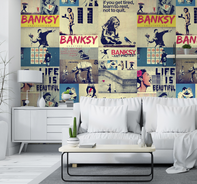 Papier peint art Collage Banksy - TenStickers