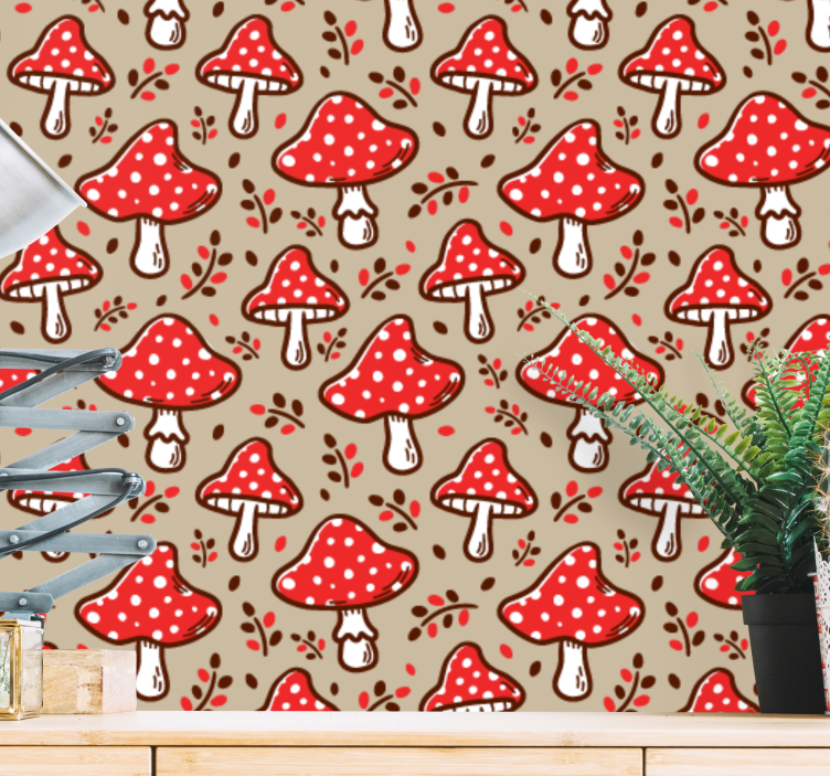 Papier peint art motif de champignon - TenStickers