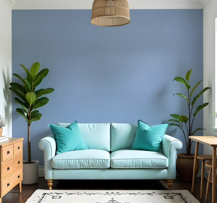 Papier peint autres textures motif fin en jute bleu - TenStickers