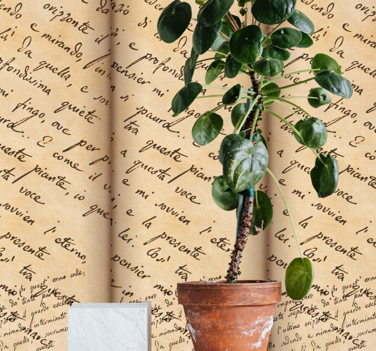 Papier peint texte motif d'écriture cursive - TenStickers