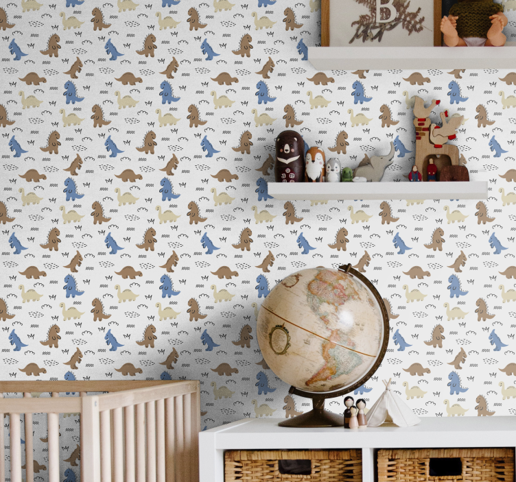 Papier peint chambre bébé modèles de dinosaures - TenStickers