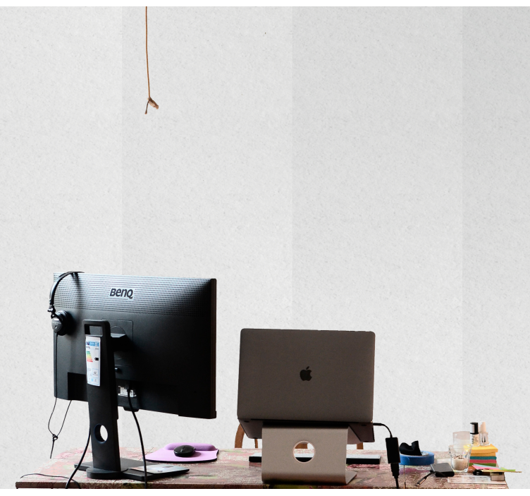 Papier peint brique espace de travail minimaliste - TenStickers