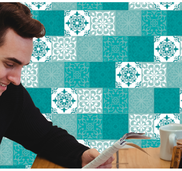 Papier peint carrelage carreaux ornementaux - TenStickers