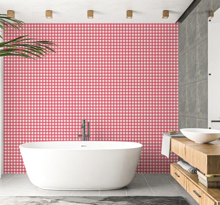 Papier peint salle de bain bain à carreaux - TenStickers