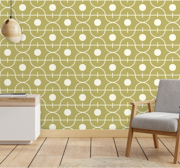 Papier peint cercles motif beige moderne - TenStickers