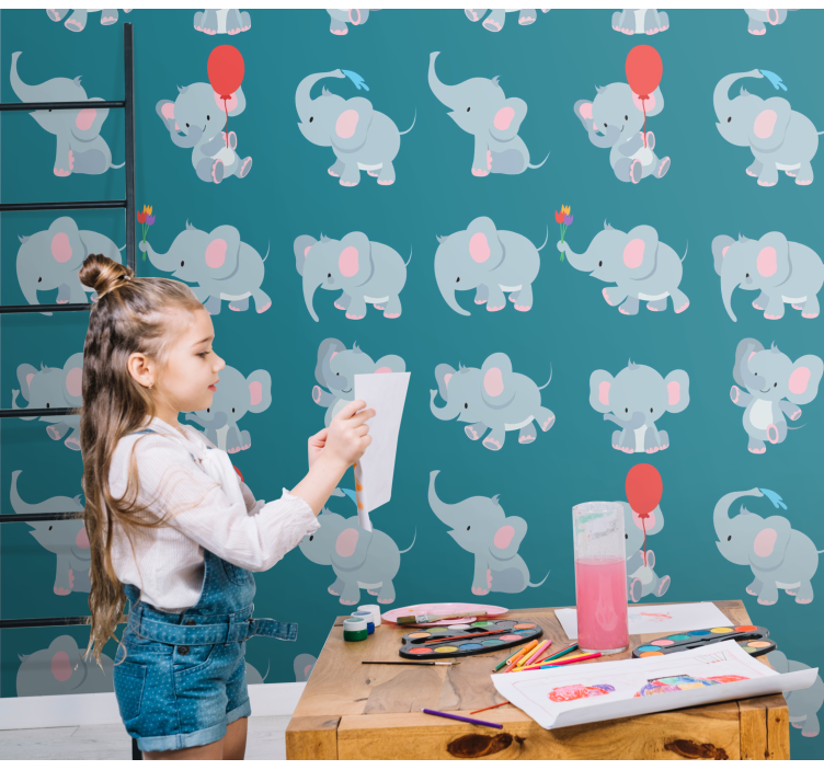 Papier peint chambre bébé éléphants joueurs - TenStickers