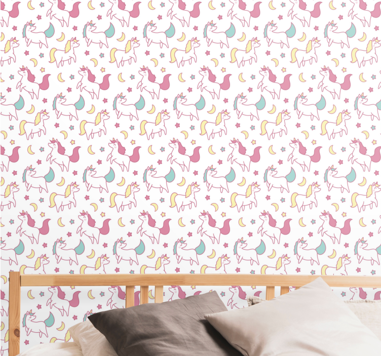 Papier peint chambre bébé motif de licornes - TenStickers