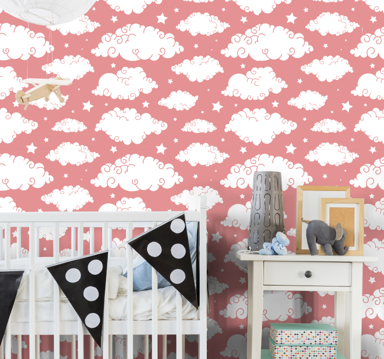 Papier peint chambre bébé motifs de nuages duveteux - TenStickers