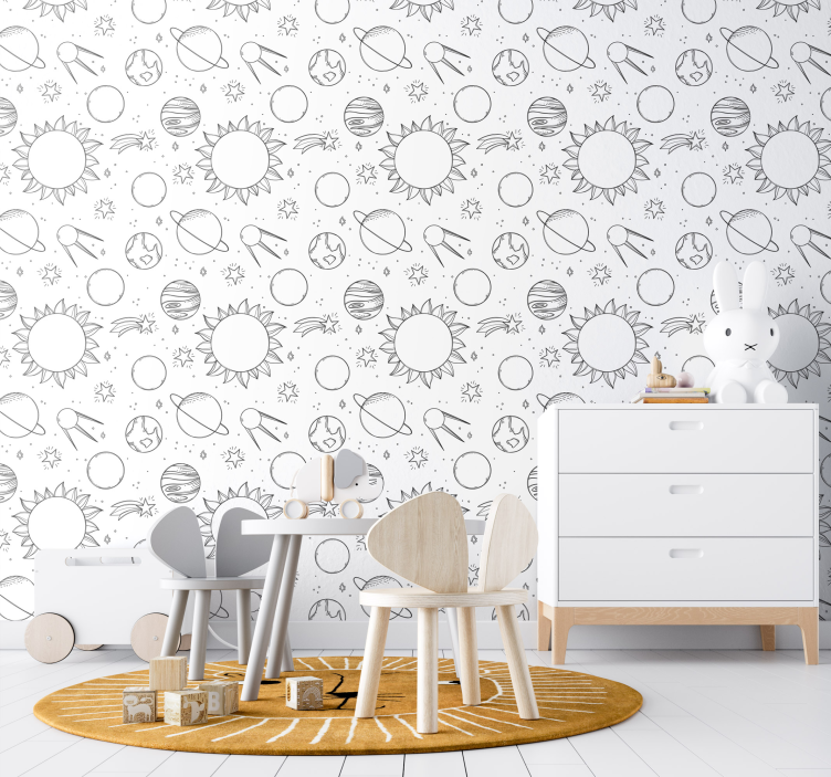 Papier peint chambre enfant gribouillage spatial - TenStickers