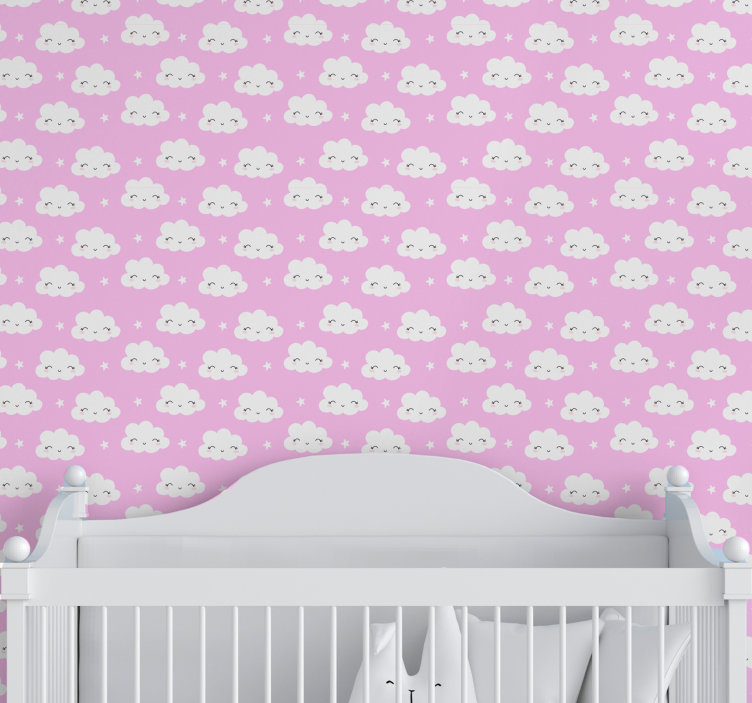 Papier peint chambre enfant visages de nuages heureux - TenStickers