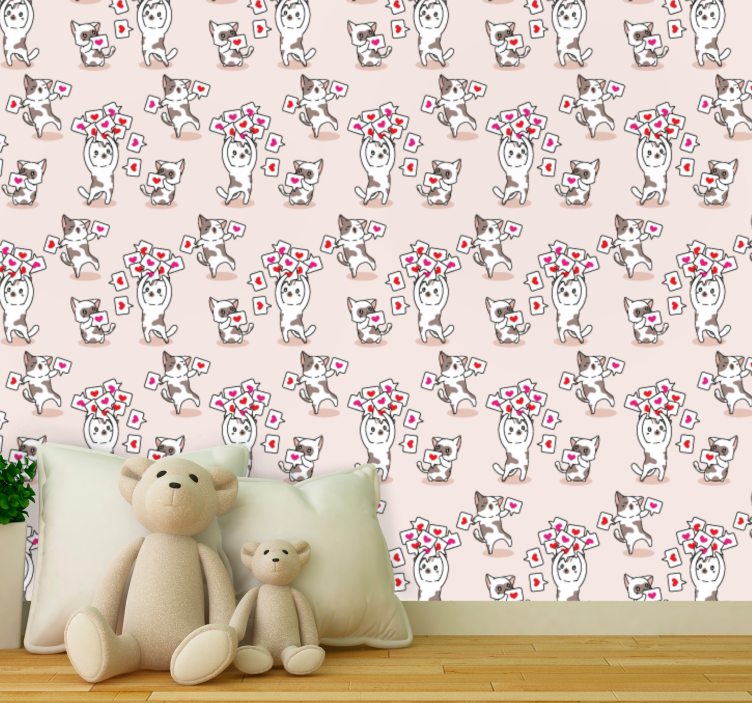 Papier peint chat motif de chat ludique - TenStickers