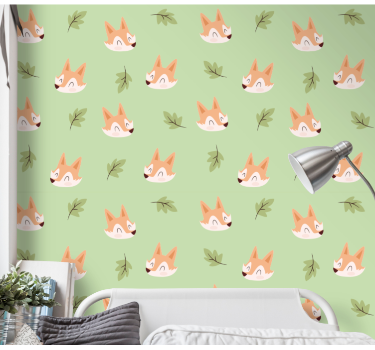 Papier peint chat motif de feuille de renard - TenStickers