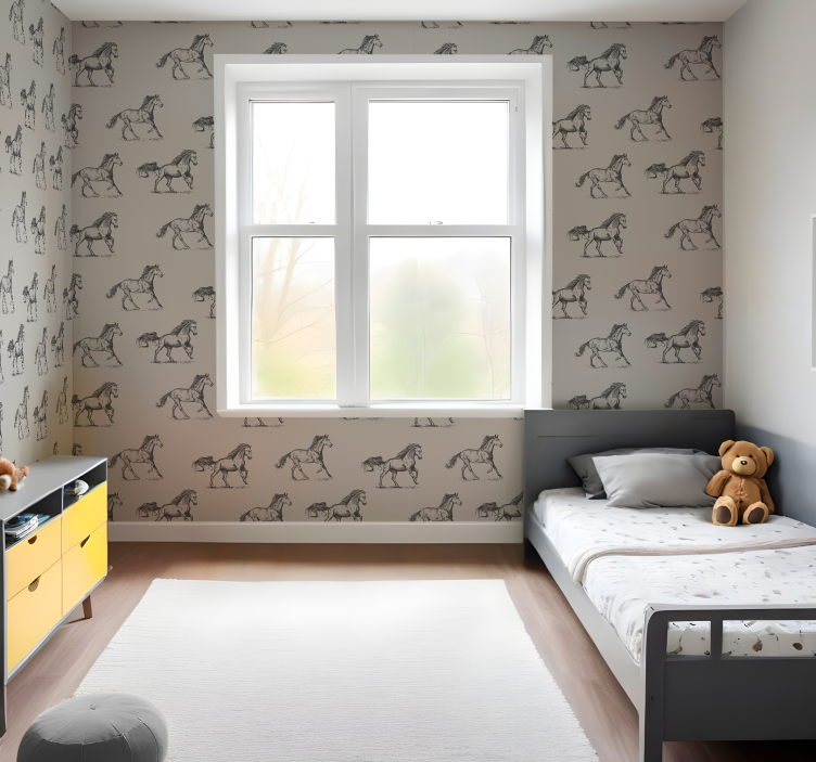Papier peint chevaux motif simple gris - TenStickers