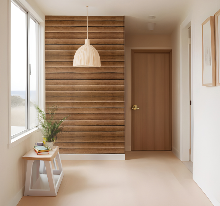 Papier peint couloir planches de bois horizontales - TenStickers