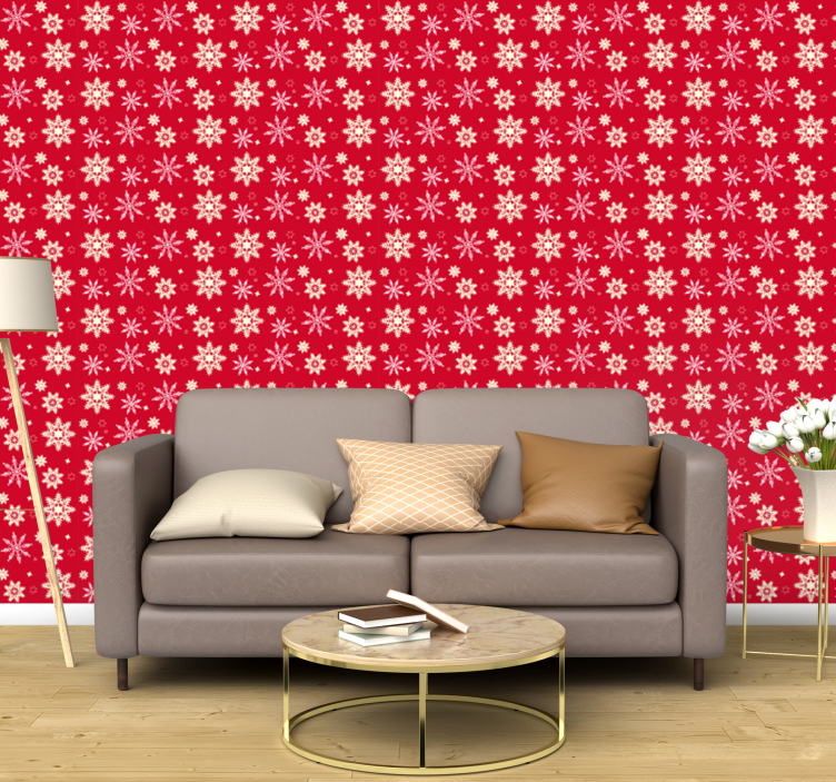 Papier peint noel flocons de neige festifs - TenStickers