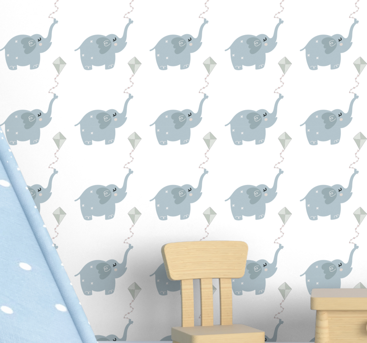 Papier peint éléphants éléphants avec cerfs-volants - TenStickers